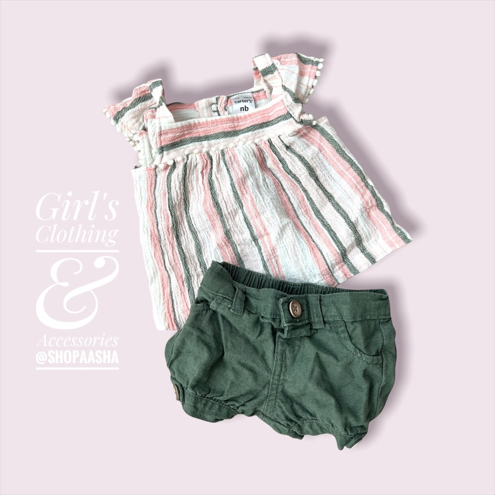 Two Piece Striped Top & Short Set - Newborn